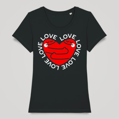 ©MAGIMO RED LOVE UNISEX ORGANIC BLACK FIT T-SHIRT