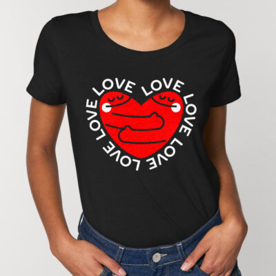 ©MAGIMO RED LOVE UNISEX ORGANIC BLACK FIT T-SHIRT