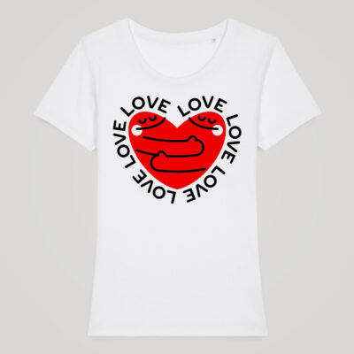ADULTS WHITE FIT SHIRT RED LOVE