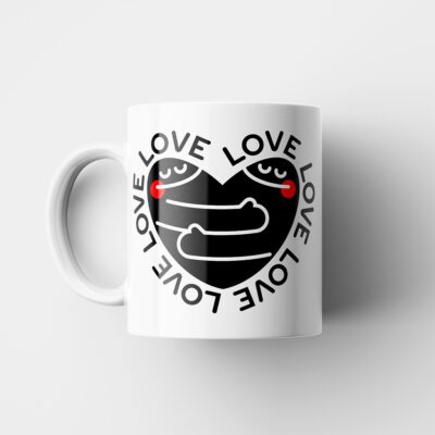 Magimó Black Love Ceramic White Mug Left Handle