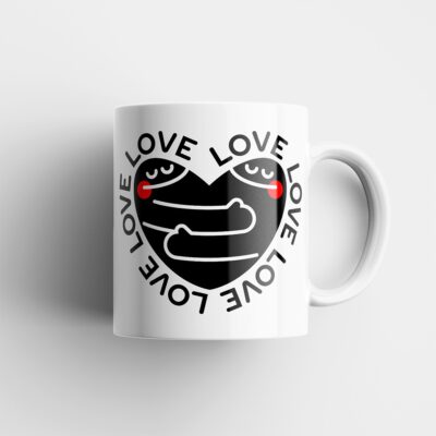 Magimó Black Love Ceramic White Mug Right Handle