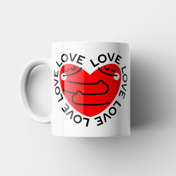 Magimó Red Love Ceramic White Mug Left Handle