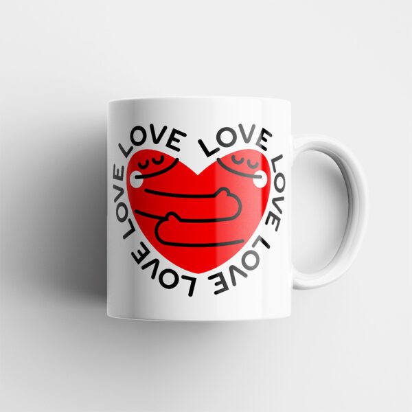 Magimó Red Love Ceramic White Mug Right Handle