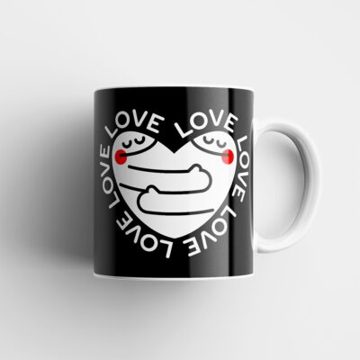 Magimó White Love Ceramic Black Mug Right Handle