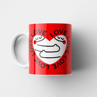 Magimó White Love Ceramic Red Mug Left Handle