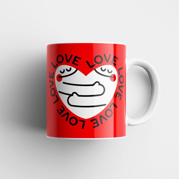 Magimó White Love Ceramic Red Mug Right Handle